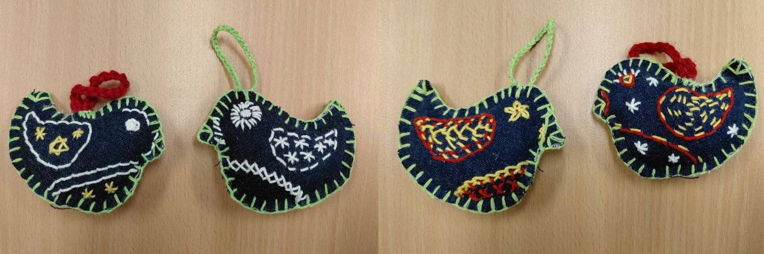 Denim Christmas Birds